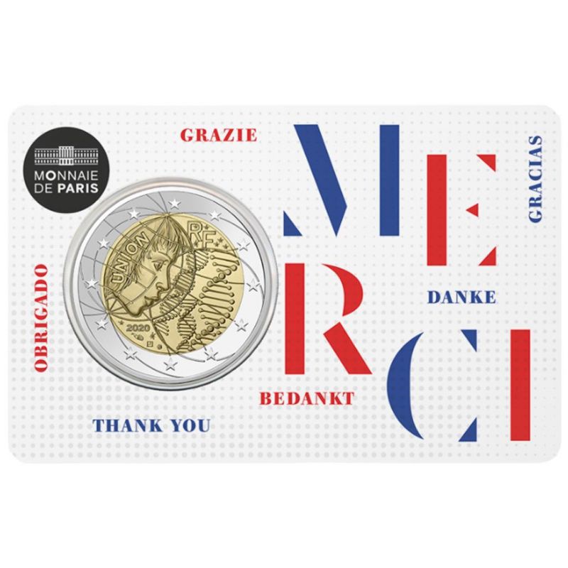 (2020) Francie - 2 Euro - Merci - lékařský výzkum (mincovní karta)