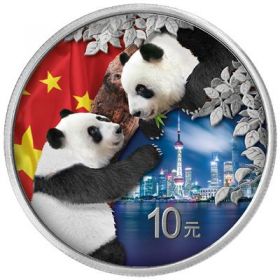 (2023) Čína - stříbrné mince 2x 10 jüanů - Panda - den a noc v kazetě (UNC)