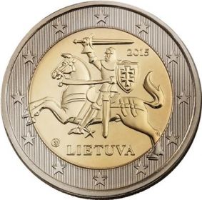 Lícová strana mice 2 Eura Litva.