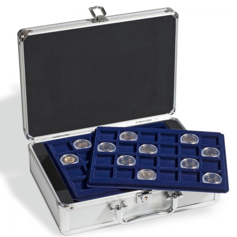 Mincovní kufřík CARGO S na 144 mincí do 33 mm - stříbrný