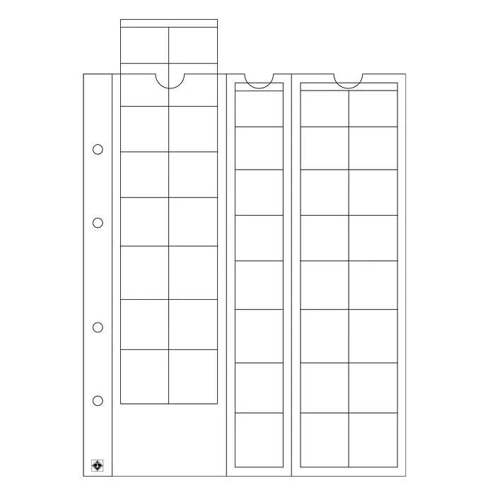 Leuchtturm OPTIMA K50 - listy na 12 ks mincovních rámečků 50x50 mm (bal. 5 ks)