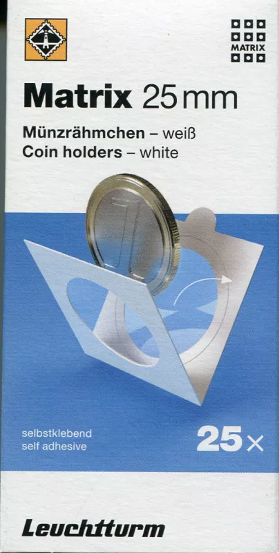 Mincovní rámečky MATRIX 25 mm bílé, samolepící - balení 25 ks